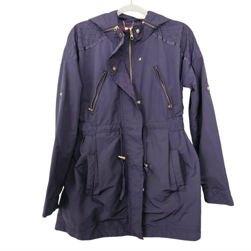 Ted Baker London Purple detachable hood parka rain jacket size 2